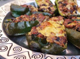 Pinto Bean and Pepperjack Cheese Chiles Rellenos